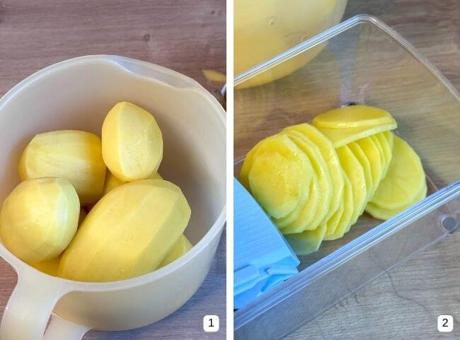 Kartoffelgratin Kartoffel schneiden Kartoffelgratin Kartoffel schneiden