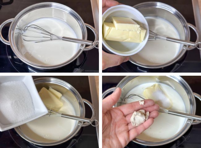 Milchbr&ouml;tchen - Milch, Butter, Zucker und Hefe erw&auml;rmen
